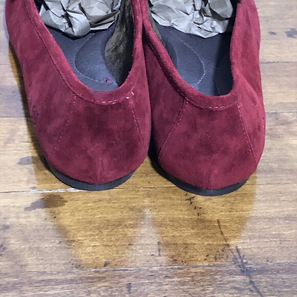 BORN Moccasin Loafers Women’s 10 Red Burgandy Suede Leather Slip On Holiday New - Picture 6 of 12